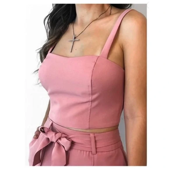 Sexy Bussiness Outfits 3 Piece Open Front Button Blazers + CropTops+Belted Short - Picture 2 of 5